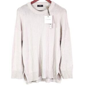 Tahari Crew Neck Pullover Sweater Cream Size L Neutral Minimalist NWT